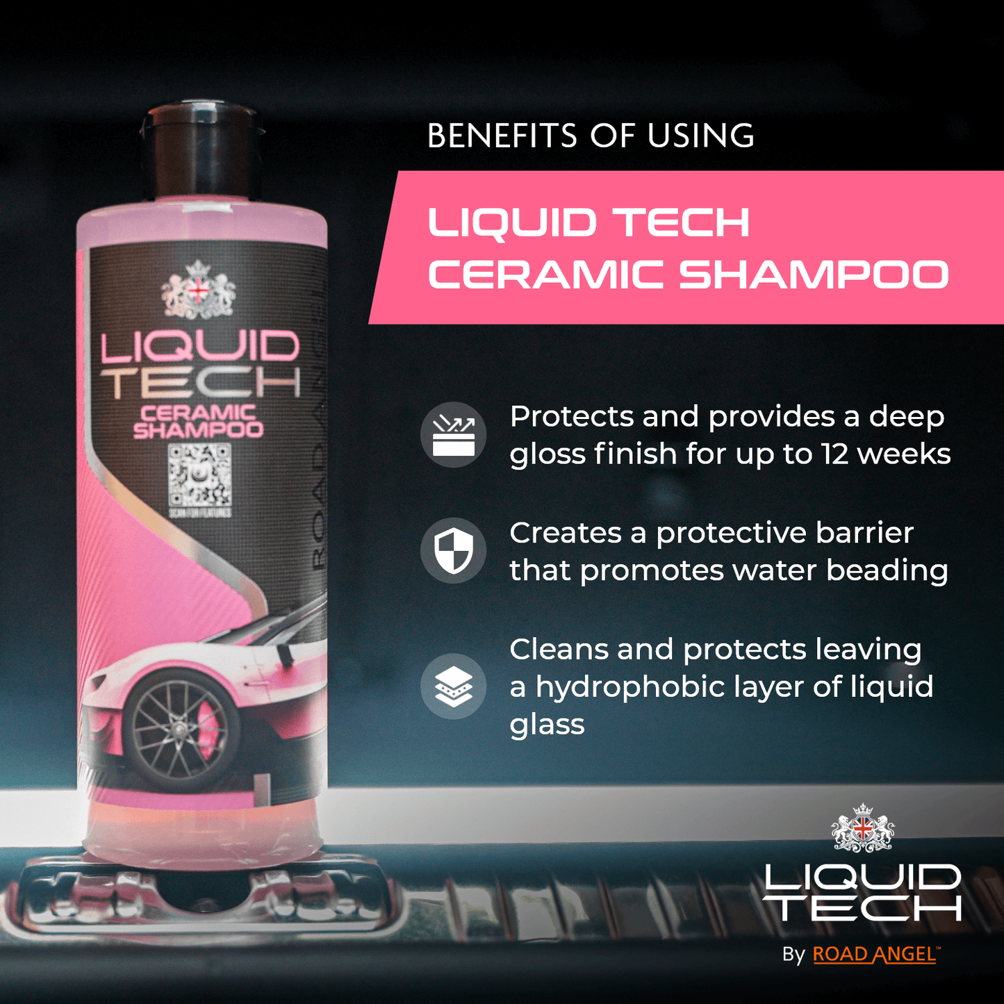 Road Angel Liquid Tech Car Care - Pre-Mixed Screen Wash Shampoo - 5L
